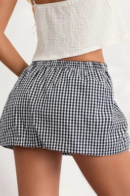 Plaid Bubble Mini Skirt
