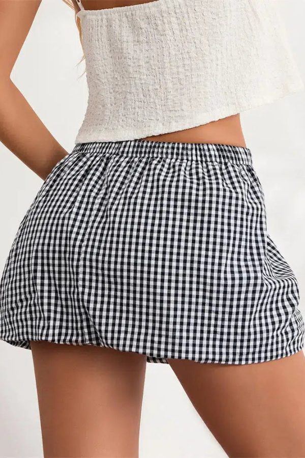 Plaid Bubble Mini Skirt