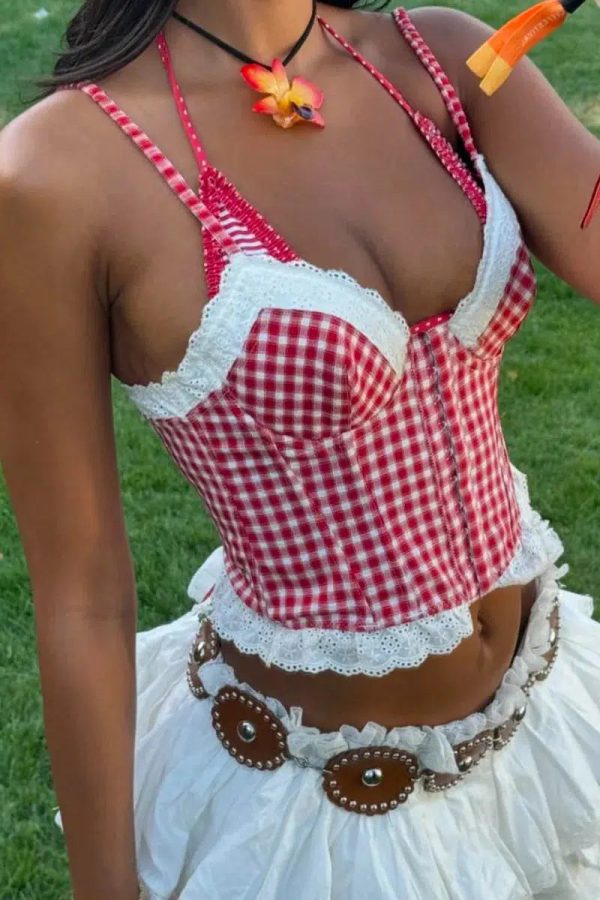 Plaid Bustier Crop Top