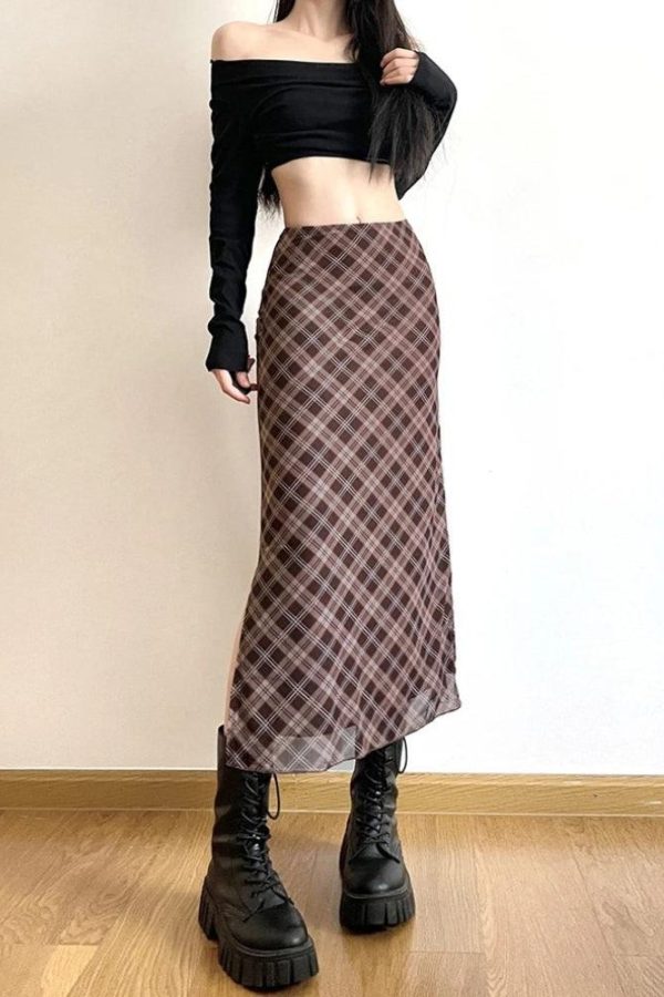 Plaid Midi Skirt