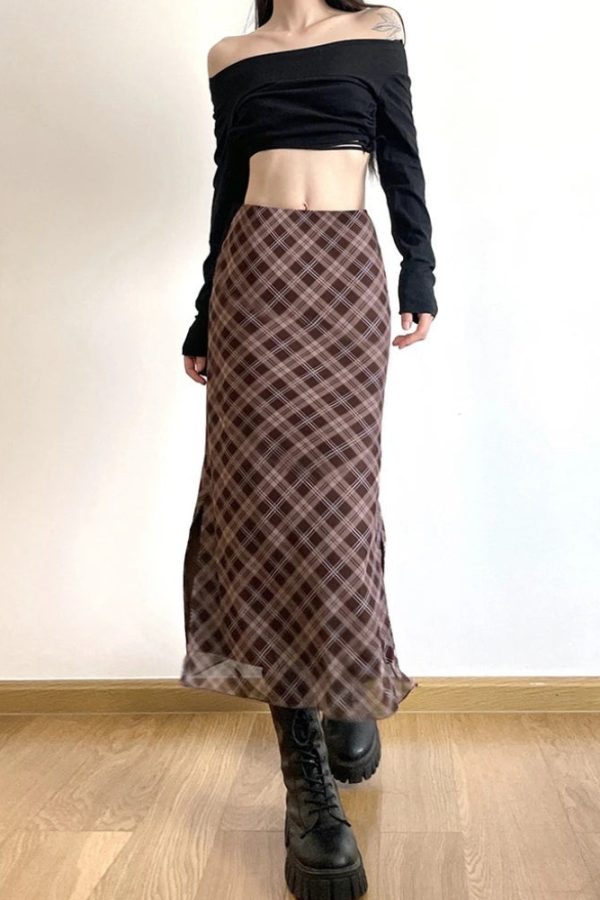 Plaid Midi Skirt
