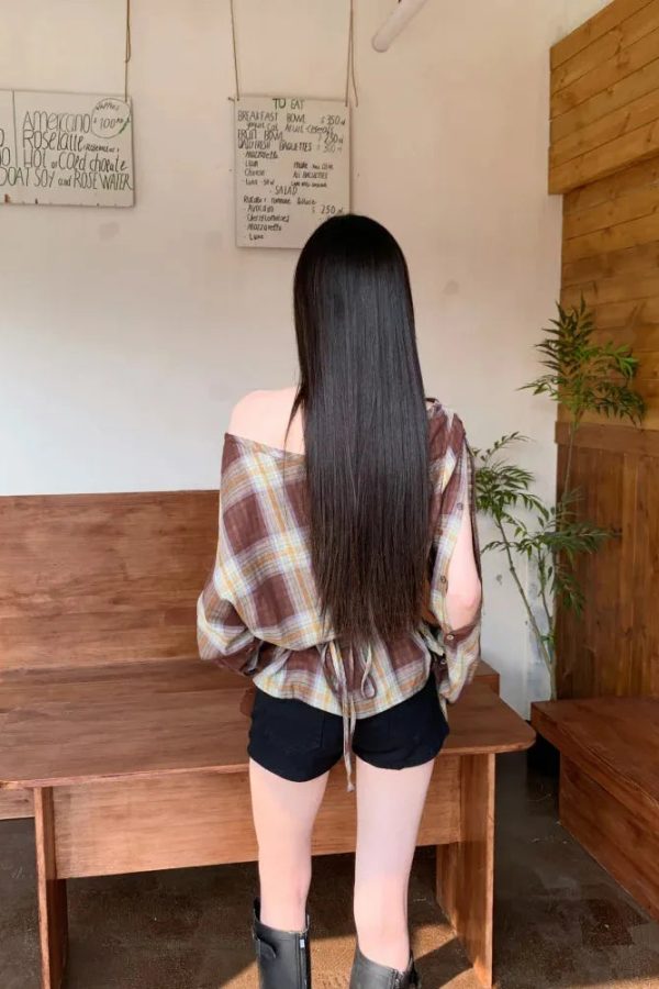 Plaid One Shoulder Top