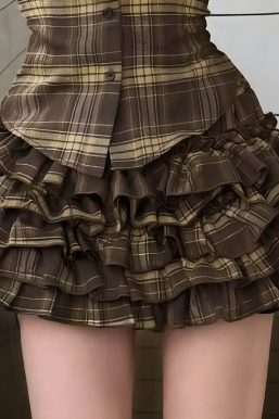 Plaid Ruffled Mini Skirt