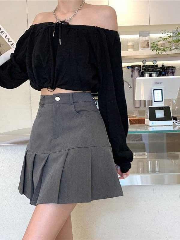 Pleated College Mini Skirt