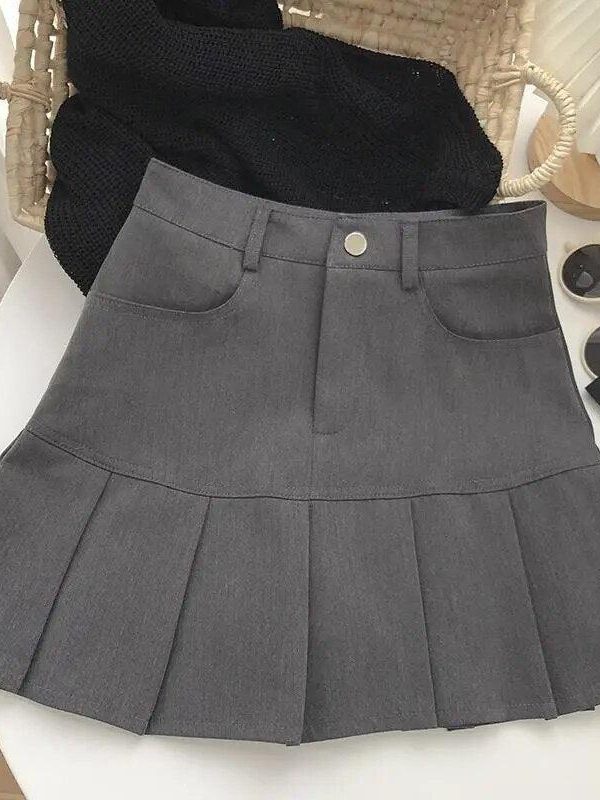 Pleated College Mini Skirt