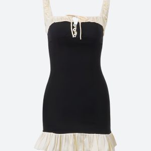 Pleated Hem Mini Dress