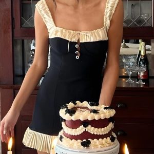 Pleated Hem Mini Dress