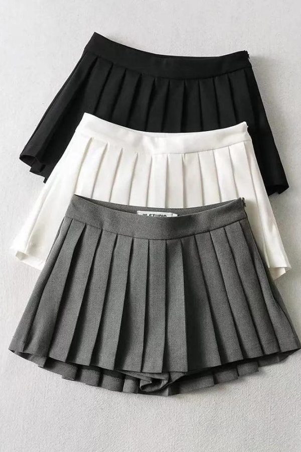Pleated Mini School Skort