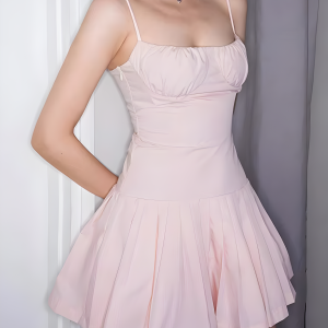 Pleated Pink Mini Dress