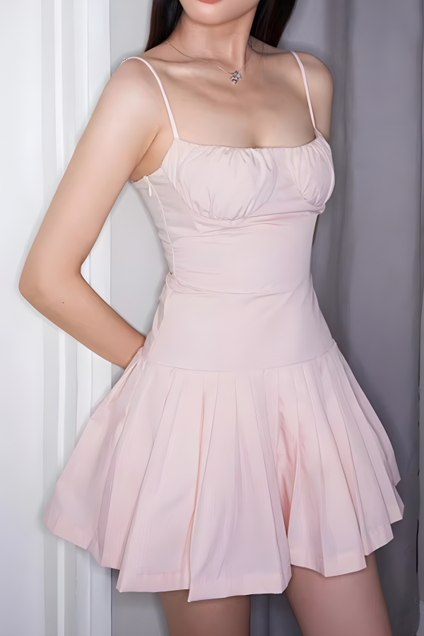 Pleated Pink Mini Dress