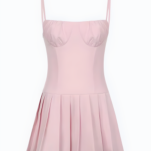 Pleated Pink Mini Dress