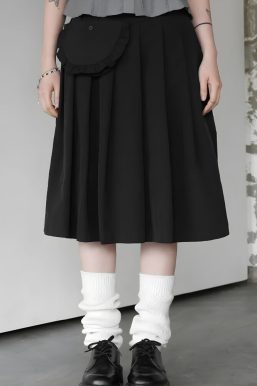 Pleated Pocket Midi Skirt