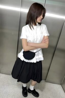 Pleated Pocket Midi Skirt