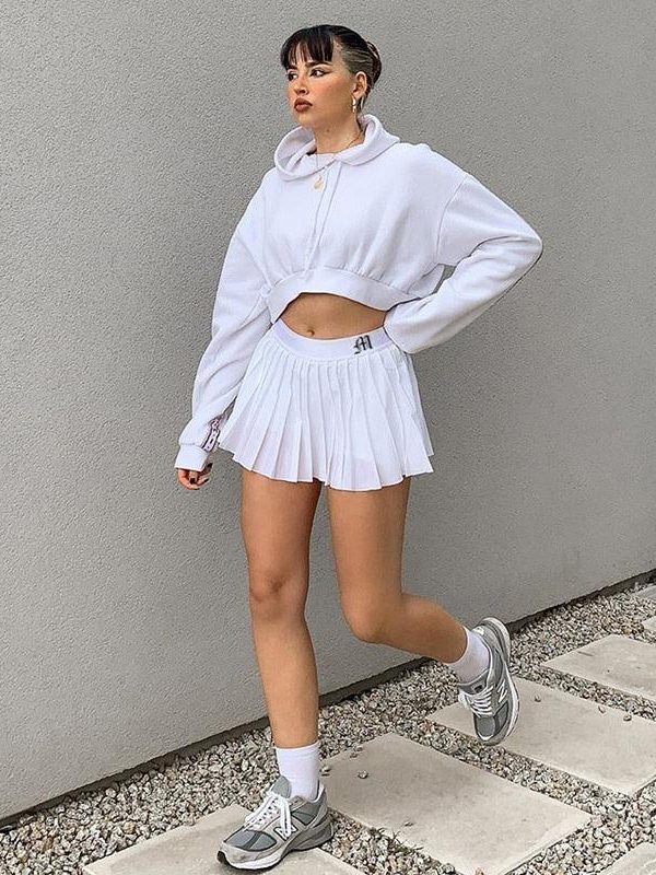 Pleated White Mini Tennis Skirt