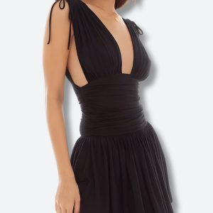 Plunge Neck Mini Dress