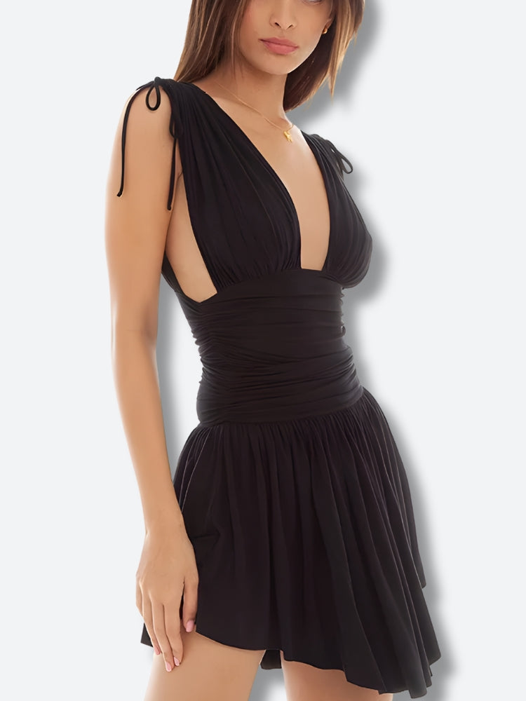 Plunge Neck Mini Dress Plunge Neck Mini Dress