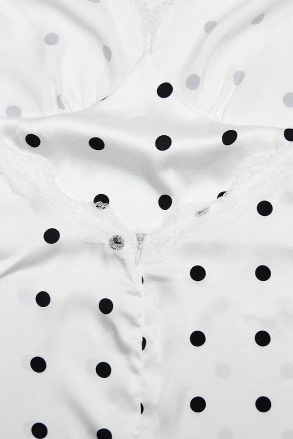 Polka Dot Lace Trim Mini Dress