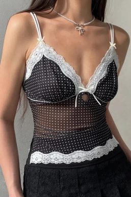 Polka Dot Mesh Top
