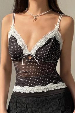 Polka Dot Mesh Top