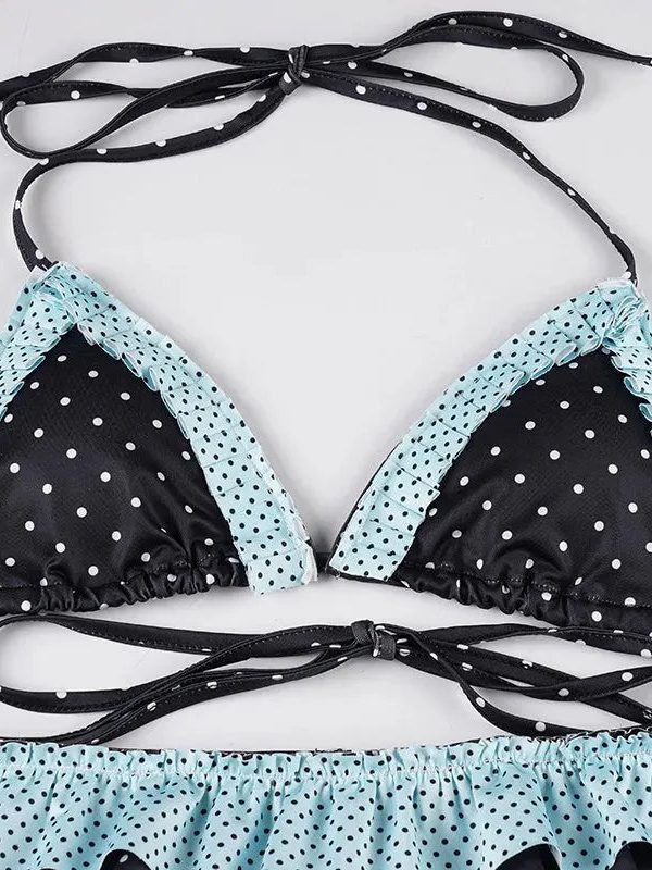 Polka Dot Ruffled Bikini Set