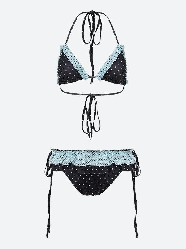 Polka Dot Ruffled Bikini Set