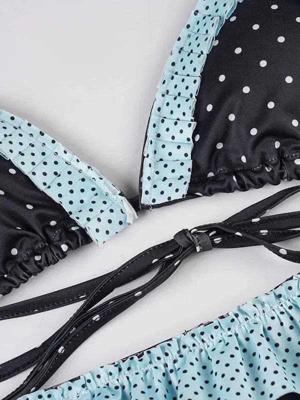Polka Dot Ruffled Bikini Set
