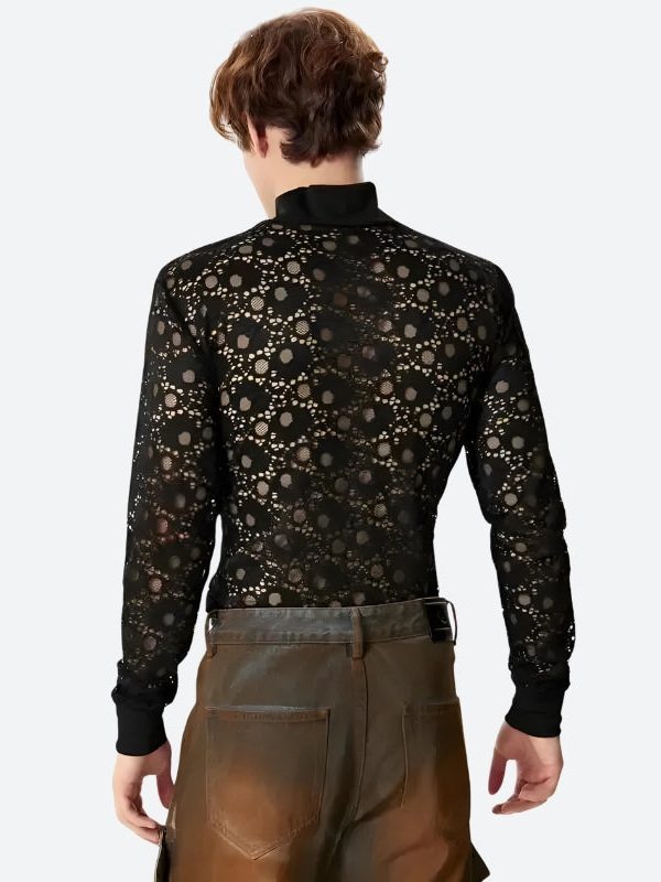 Polka Dots Lace Sheer Top