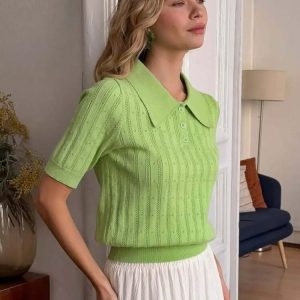 Preppy Polo Knit Top