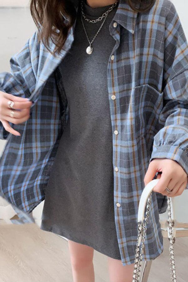 Puff Sleeve Plaid Shirt