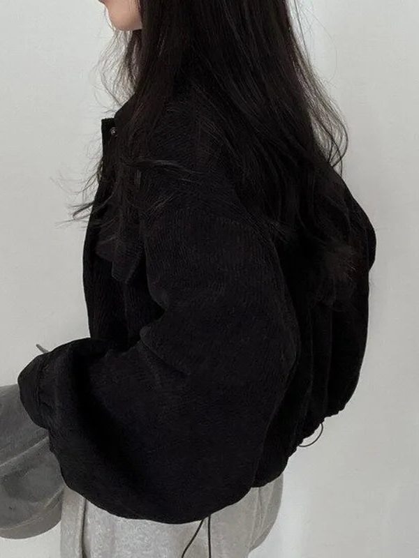 Puff Sleeved Corduroy Crop Shirt