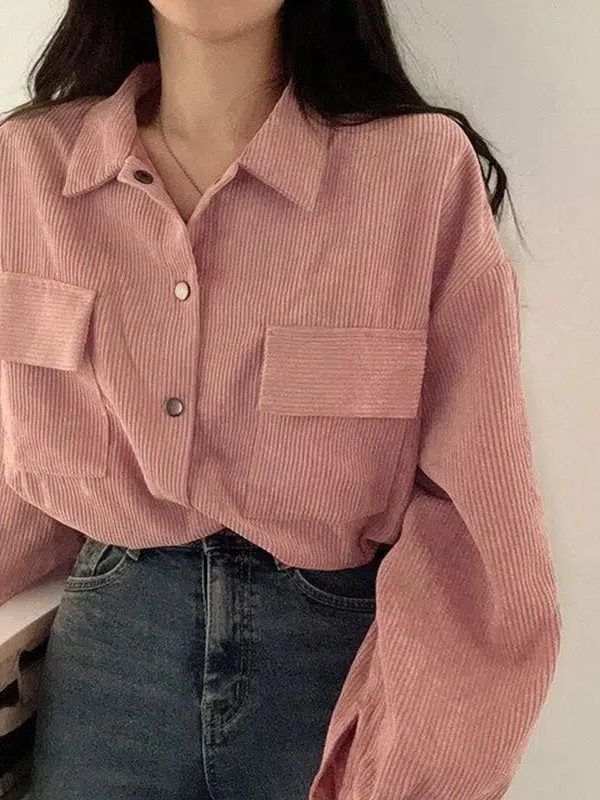 Puff Sleeved Corduroy Crop Shirt