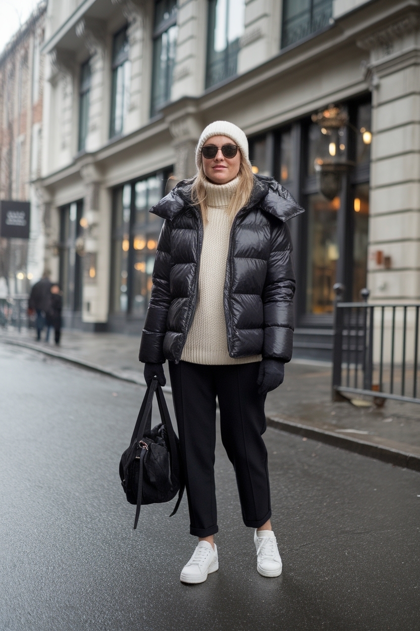 puffer jacket outfit winter style to battle the cold outfit idea