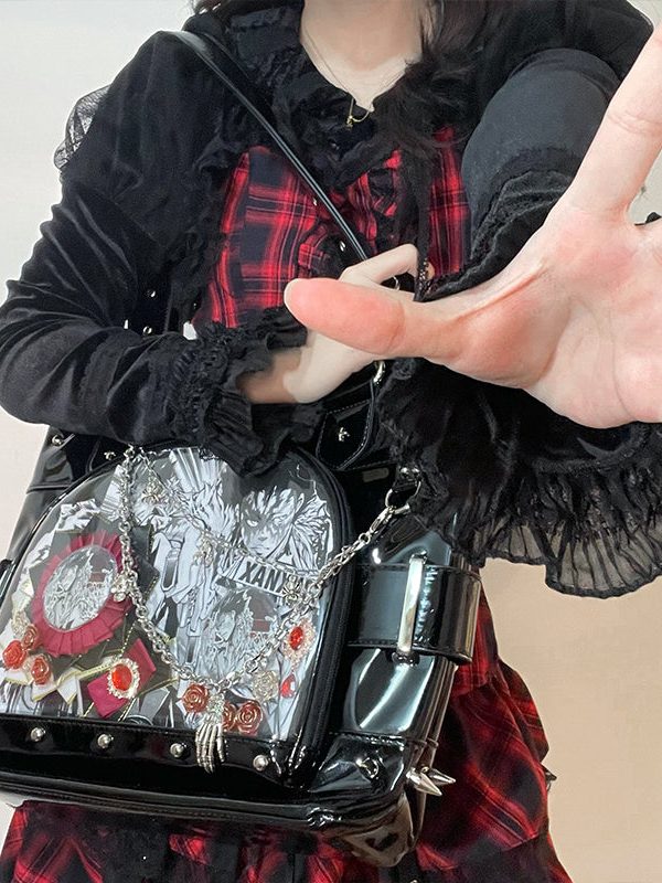 Punk Clear Doll Shoulder Bag Metal Skull Chain Lolita Totes