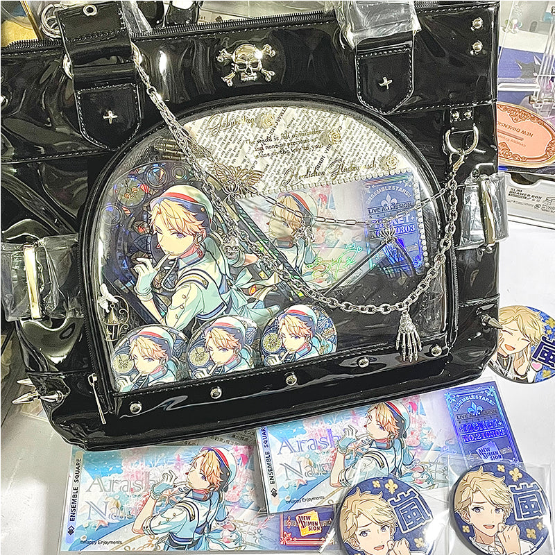 Punk Clear Doll Shoulder Bag Metal Skull Chain Lolita Totes