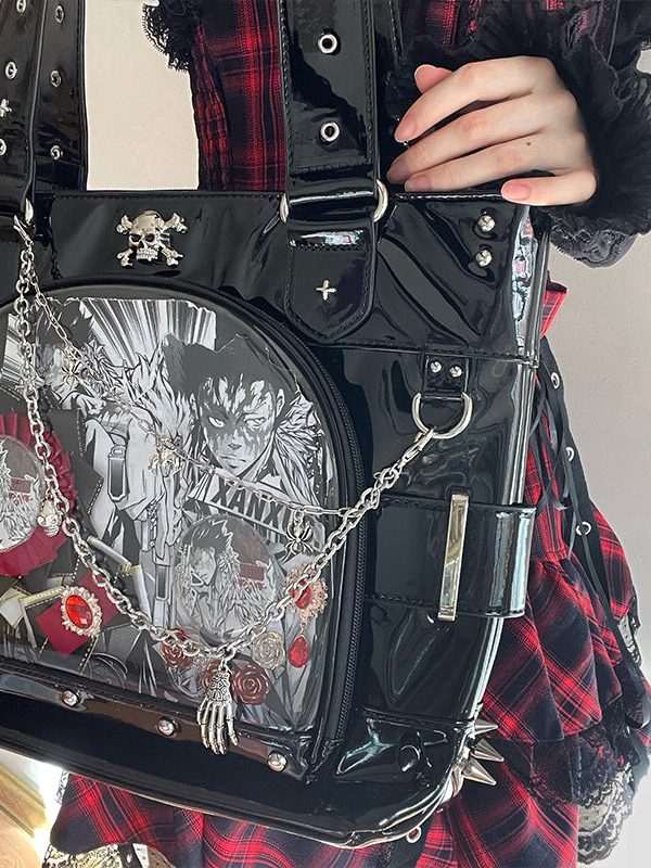 Punk Clear Doll Shoulder Bag Metal Skull Chain Lolita Totes