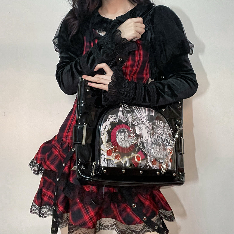 Punk Clear Doll Shoulder Bag Metal Skull Chain Lolita Totes