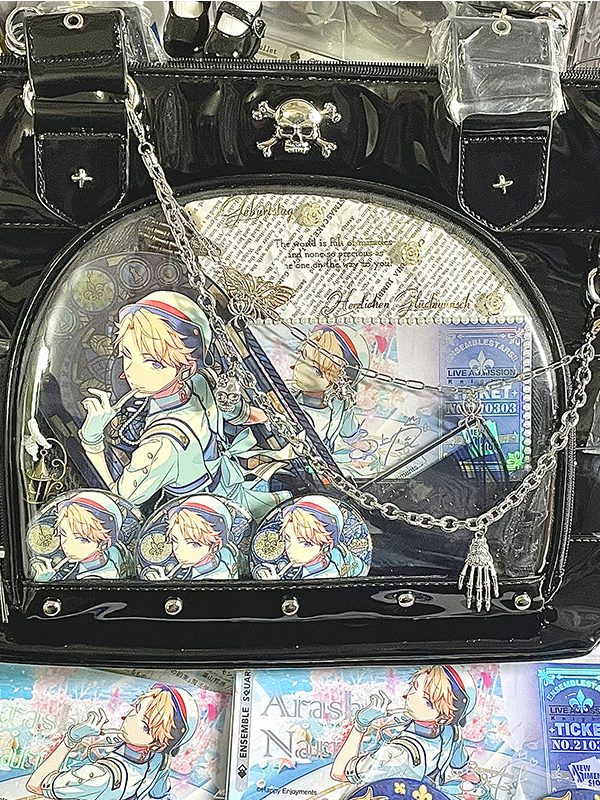 Punk Clear Doll Shoulder Bag Metal Skull Chain Lolita Totes
