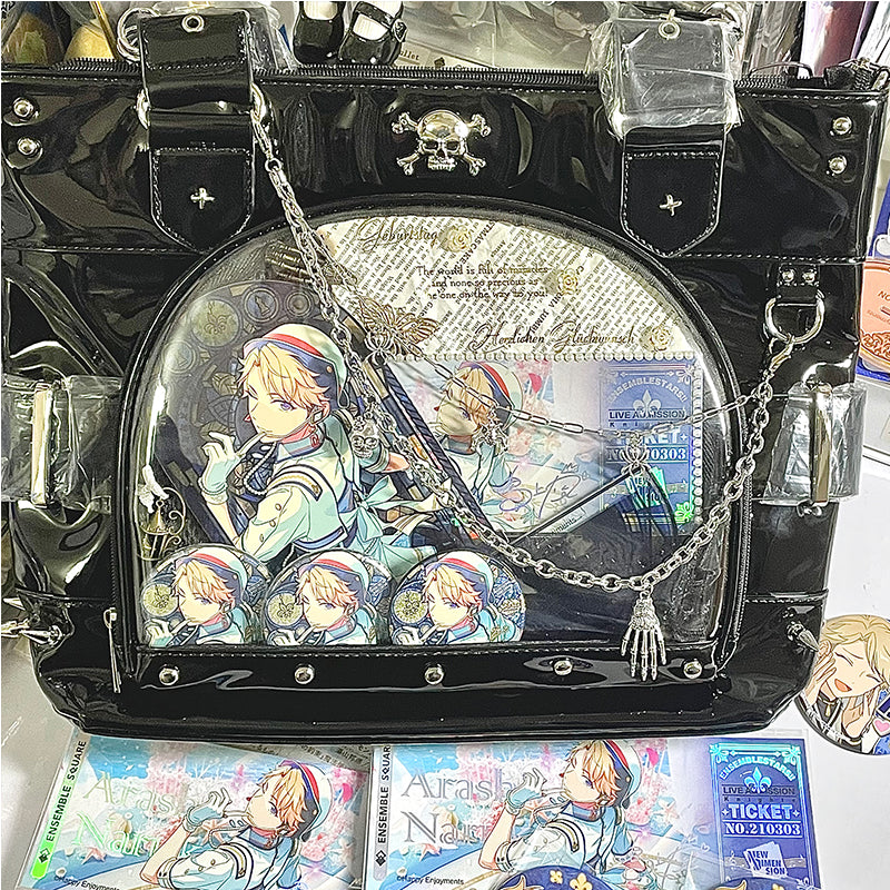 Punk Clear Doll Shoulder Bag Metal Skull Chain Lolita Totes