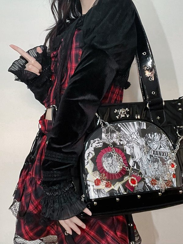 Punk Clear Doll Shoulder Bag Metal Skull Chain Lolita Totes