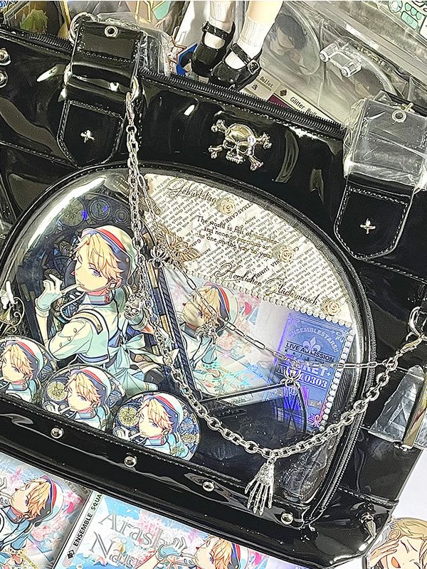 Punk Clear Doll Shoulder Bag Metal Skull Chain Lolita Totes