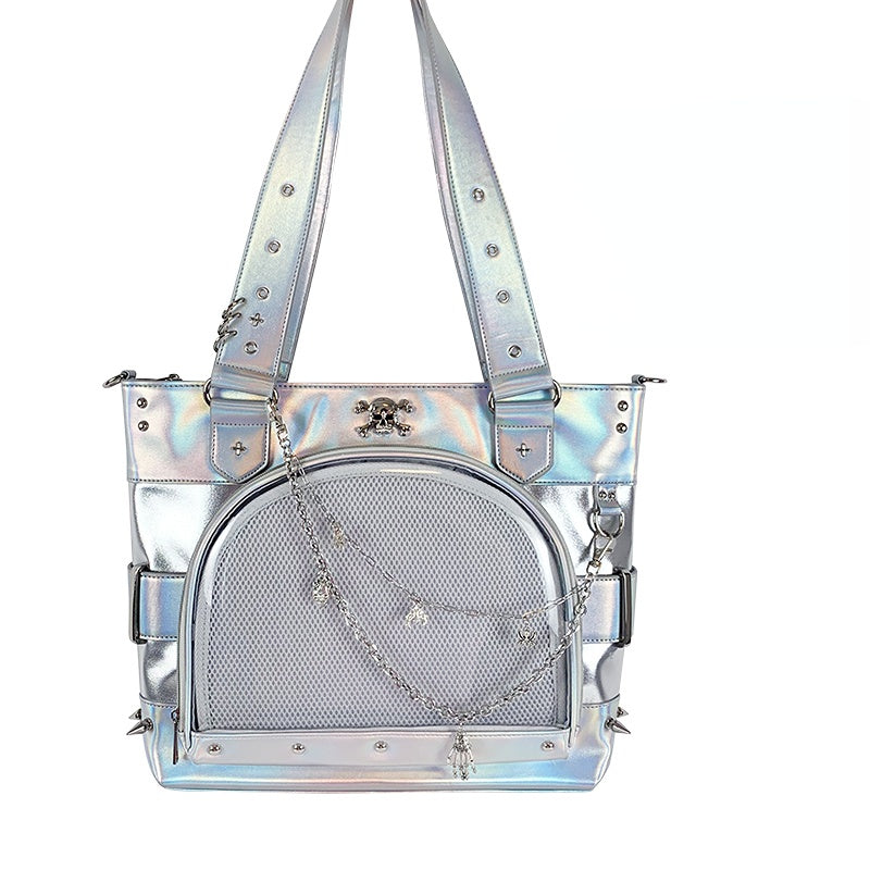 Punk Clear Doll Shoulder Bag Metal Skull Chain Lolita Totes