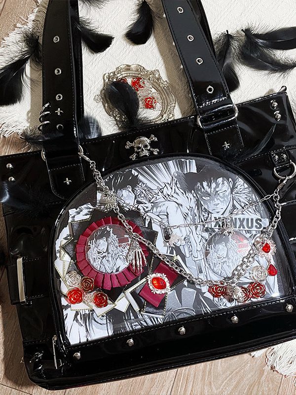 Punk Clear Doll Shoulder Bag Metal Skull Chain Lolita Totes