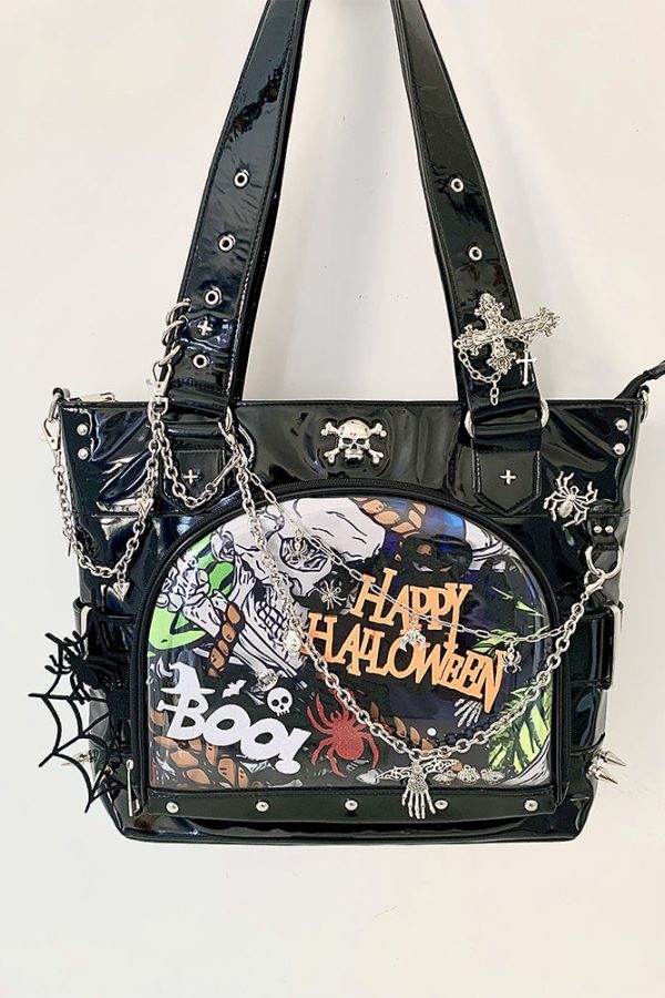 Punk Clear Doll Shoulder Bag Metal Skull Chain Lolita Totes