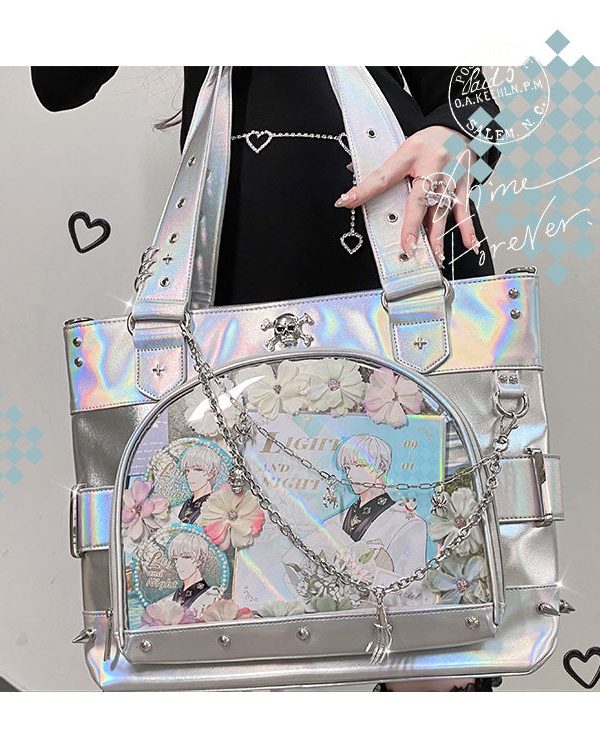 Punk Clear Doll Shoulder Bag Metal Skull Chain Lolita Totes