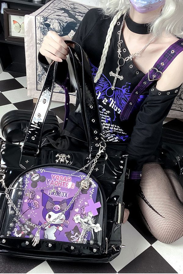 Punk Clear Doll Shoulder Bag Metal Skull Chain Lolita Totes