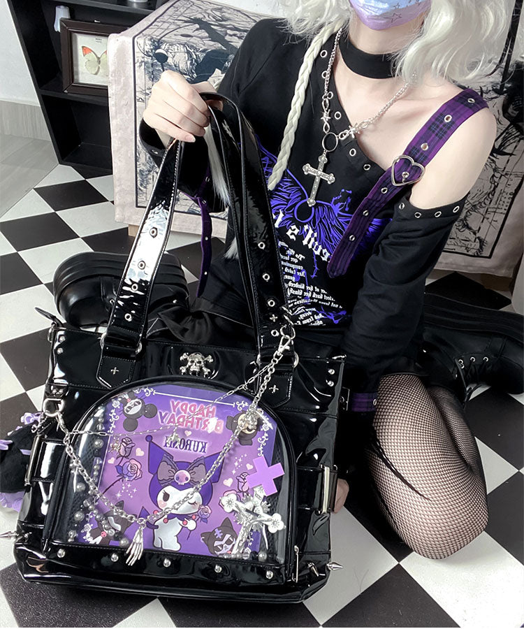 Punk Clear Doll Shoulder Bag Metal Skull Chain Lolita Totes