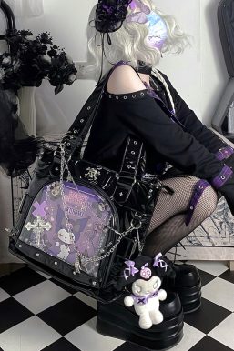 Punk Clear Doll Shoulder Bag Metal Skull Chain Lolita Totes