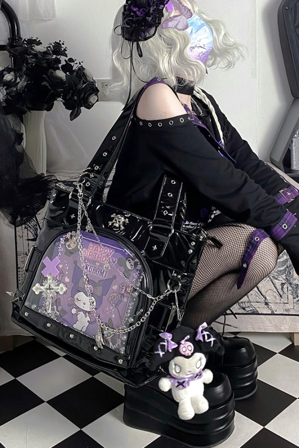 Punk Clear Doll Shoulder Bag Metal Skull Chain Lolita Totes