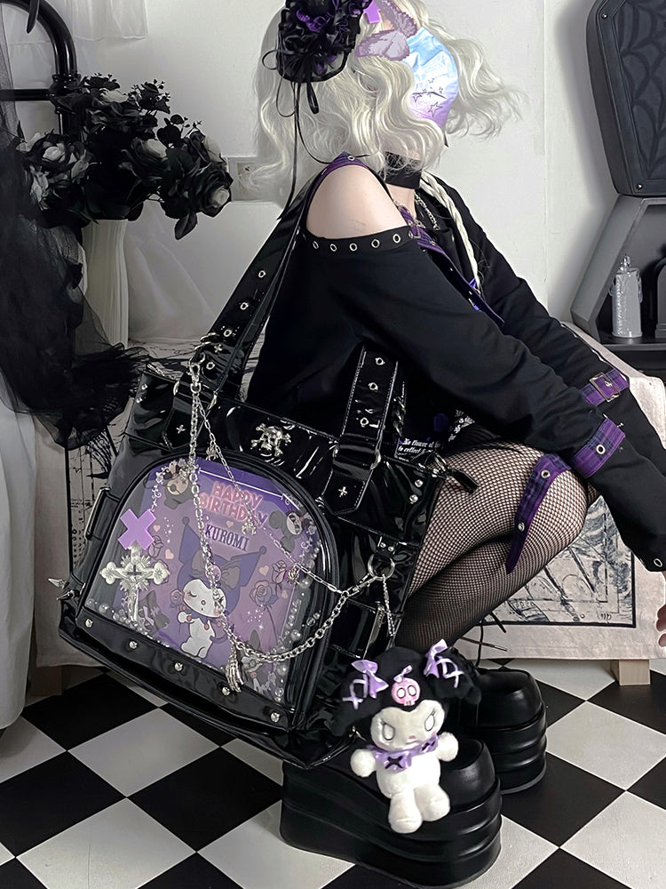 Punk Clear Doll Shoulder Bag Metal Skull Chain Lolita Totes