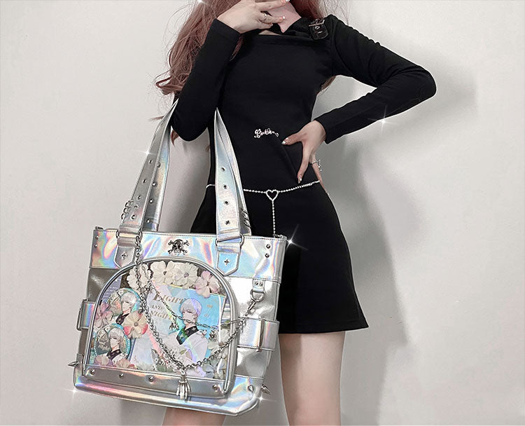 Punk Clear Doll Shoulder Bag Metal Skull Chain Lolita Totes